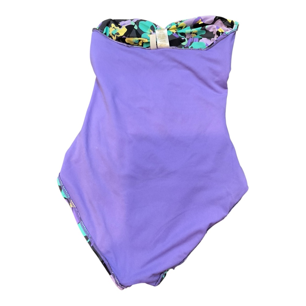 Anne Cole Women’s Strapless One Piece Swimsuit Green Purple Yellow Floral Size 6 - Picture 8 of 13